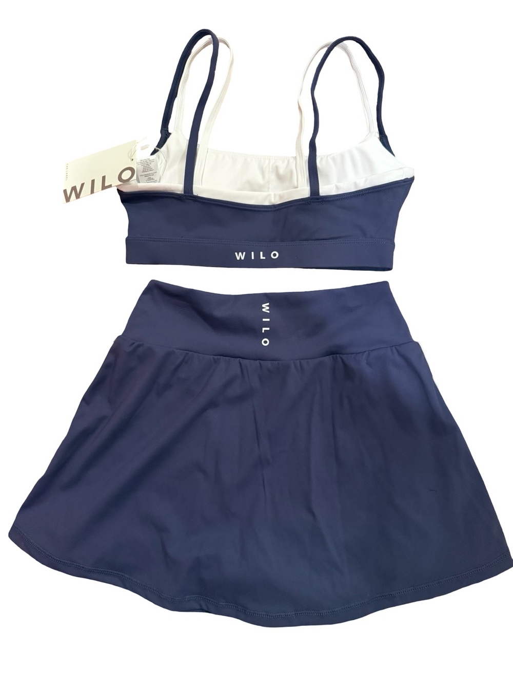 Wilo The Label Double Layer Sports Bra & Skort Set Navy XS NWT - Picture 3 of 7